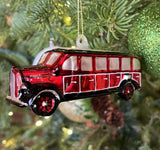 Red Bus Blown Glass Ornament