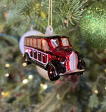 Red Bus Blown Glass Ornament