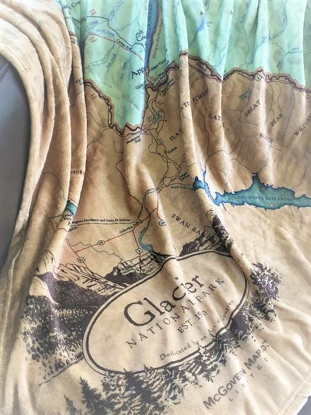 Glacier Park Map Blanket by McGovern