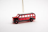 Red Bus Blown Glass Ornament