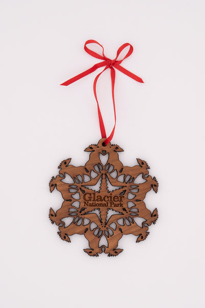 Moose Snowflake Wooden Ornament - Made in the USA